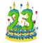 Birthday Cake With Number Twenty Three Candle, Celebrating Twenty-Third Year of Life, Colorful Balloons and Chocolate Coating