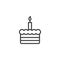 Birthday cake with one candle line icon