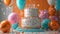 Birthday cake party with balloon decoration - Generative Ai