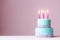 Birthday cake with pink candles