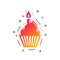 Birthday cake sign icon. Burning candle symbol. Vector