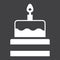 Birthday cake solid icon, sweet and holiday