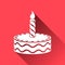 Birthday Cake Symbol, Long Shadows, Vector Illustration