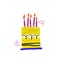 Birthday cake vector handdrawn illustration