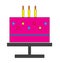 Birthday cake white candles icon vector