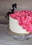 Birthday cake for young lady decorated with flowers. cream cake with flowers for a girl