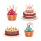 birthday cakes and cupcakes candles lettering celebration and decoration