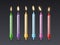 Birthday candle. Candlelight birthday party cake wax burning candle with flicker fire for holiday cakes isolated set