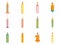 Birthday candle icons set flat vector isolated