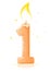 Birthday candle number one isolated