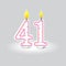 Birthday candle numbers four one. Polka dot celebration design. Party decoration element. Vector illustration. EPS 10.