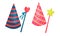 Birthday Cap and Magic Wands as Party Attributes Vector Set