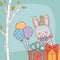 Birthday card with cute rabbit woodland