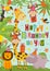 Birthday card with funny jungle animals