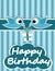 Birthday card illustrated birds and birthday gifts