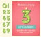 Birthday card invitation design with set of lighted retro numbers