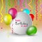 Birthday card with round pointer and balloons template