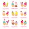 Birthday card set. Festive sweet numbers from 81 to 89. Coctail straws. Funny decorative characters. Vector