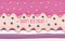 Birthday card template. Melted flowing cream layers background. Cake close-up decorated with glitter dots. Girly. Vector