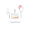 Birthday card. Thin line elements. Vector flat illustration