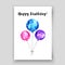 Birthday card with Watercolor balloon. Vector happy day design for print, web. Isolated party elements on white