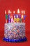 Birthday Celebration Candles on Red Background