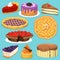 Birthday celebration cream cake pie vector illustration holidays food collection