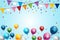 Birthday Color Balloons and Party Flags Background