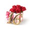 Birthday concept with red roses in gift isolated on white background. sixteenth.