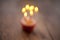 Birthday cupcake blurry background with lots of lit candles