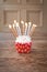 Birthday cupcake blurry background with lots of lit candles