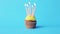 Birthday cupcake with five burning candles