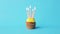Birthday cupcake with five burning candles