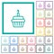 Birthday cupcake flat color icons with quadrant frames