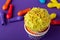 Birthday cupcake in funny polka dot  colorful cups stack