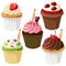 Birthday cupcakes icon set