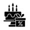 Birthday discount black glyph icon