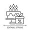 Birthday discount black linear icon for light theme