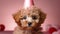 birthday dog with pink background. Generative AI