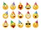 Birthday emojis character vector set design. Birth day emoji faces in party hats pattern with cute facial expression for event.