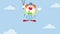 Birthday Funny Clown Cartoon Character With Balloons Flying in Sky