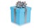 Birthday gift christmas present blue box isolated on white background