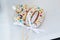 Birthday gingerbread. Number 30.Colorful gingerbread. 30th Birthday background. Copy space. Decoration for birthday cake