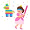 Birthday girl hitting pinata