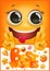 Birthday greeting card cover. Yellow smile emoji cartoon character.best wishes