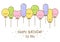Birthday greeting card with cute balloons