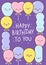 Birthday greeting card with cute balloons