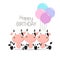 Birthday Greeting card Cute Cows with balloons