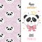 Birthday greeting card design with cute panda for little girl.