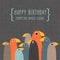 Birthday greeting card with funny standing birds